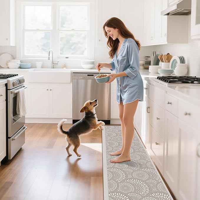 Mattitude 4/5 Inch Kitchen Mat, 24x70in Heavy Duty Ergonomic Comfort Foam Standing Desk Mat, Waterproof Non-Slip Standing Mats and Rugs for Kitchen, Office, Khaki