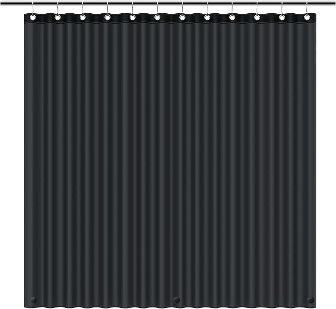 EHZNZIE Black Shower Curtain Liner 72x72, PEVA Waterproof Bath Curtain, No Chemical Smell, 3 Weighted Magnets, Durable with Rustproof Metal Grommets