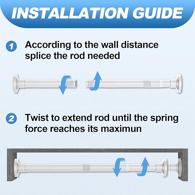 CorkLatta White Shower Curtain Rod 31 to 80 Inch,1 Inch Diameter Adjustable Spring Tension Stainless Steel Telescoping Rod,Easy Install,No Rust