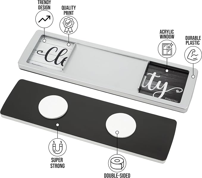 Dishwasher Magnet Clean Dirty Sign - Magnetic Signs That Say Clean/Dirty - Optional Sticker Adhesive for Non-Metal Stainless Steel Dish Washers - Dark Farmhouse