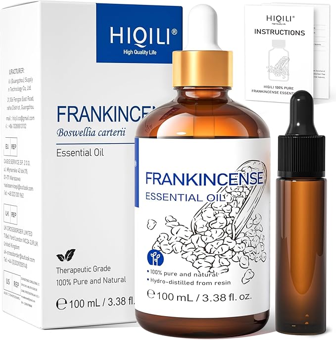 HIQILI 100ML Frankincense Essential Oil, for Massage, 100% Pure and Natural 3.38 Fl Oz