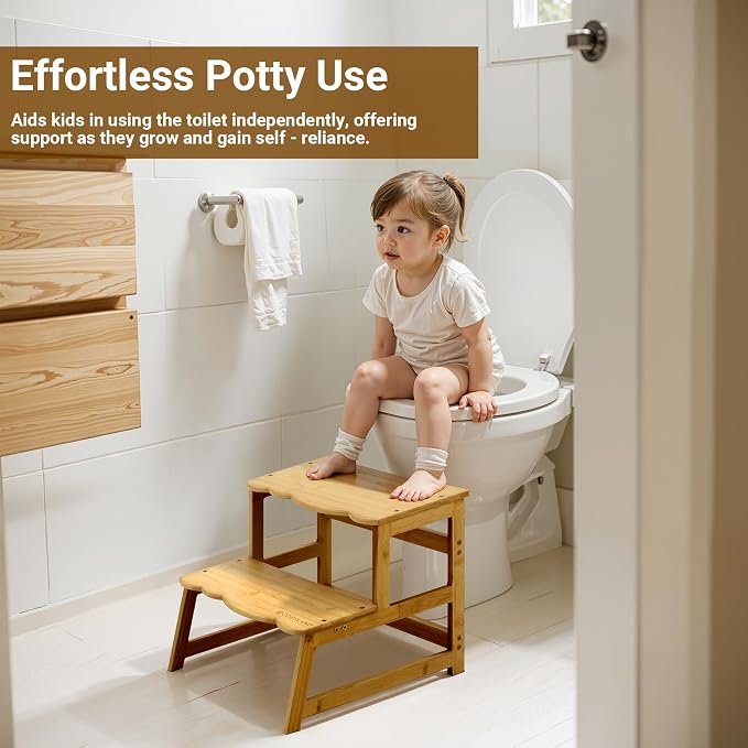 COSYLAND Toddler Step Stool with Removable Side Guard - Toddler Kitchen Stool Helper for Kitchen/Bathroom/Living Room/Bedroom - 300 lbs Capacity Step Ladder for Kids - Natural
