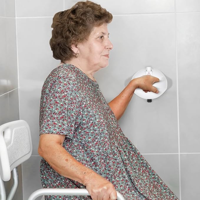 Grab Bars for Bathtubs and Showers, Unique Safety Desigh Shower Handles for Elderly, 5 Inches Powerful Suction Cup, Maximum Load Capacity 418 Pounds, Bathroom Grab Bar for Seniors, White, 1 Pack