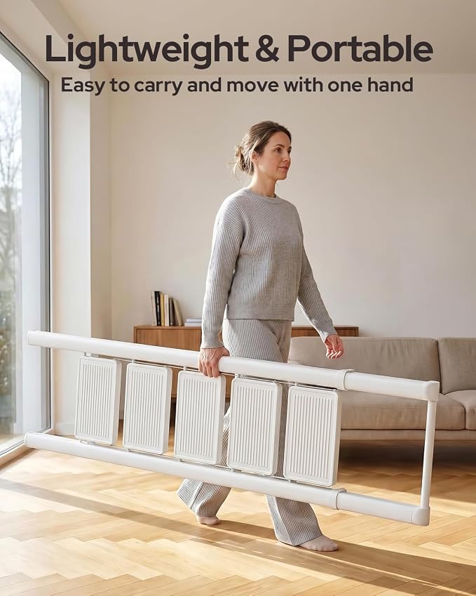 5 Step Ladder for 10 Feet High Ceiling, Folding Step Stool Stepladders with Anti-Slip and Wide Pedal for Home and Kitchen Use Space Saving (White)