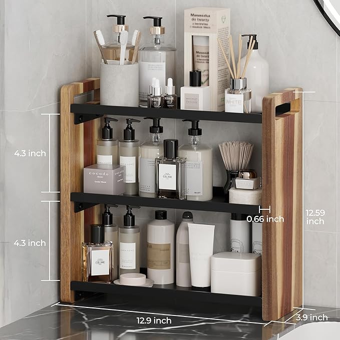 Bathroom Counter Organizer,Bathroom Counter Shelf,Bathroom Organizers,Under Sink Organizer,Cologne Organizer For Men,Cologne Cabinet,Father Day Gift for Dad(Acacia 3 Tier)