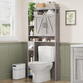 Over The Toilet Storage Cabinet with 2 Barn Doors & Built-in Toilet Paper Holder, Farmhouse Space-Saving Organizer for Bathrooms and Laundry Room, Grey