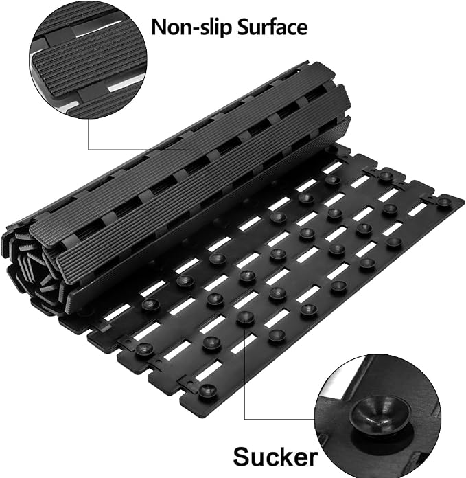 BEMISO Shower Mat Non Slip Bathtub Mat with Suction Cups and Drain Holes 37.4 x15.7 Inch Bath Mat for Tub & Shower.Easy Dry,Easy to Cut,Eco-Friendly