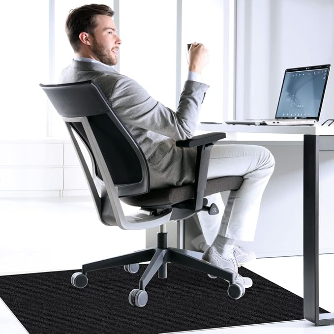 Sycoodeal Office Chair Mat,Computer Gaming Desk Chair Mat for Hard Wood & Tile Floor,Large Anti-Slip Floor Protector Rug,Easy to Clean,40" X 48" Black