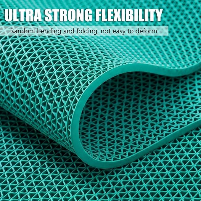 Anti Slip Drainage Mat, 3FT x 31FT Non Slip PVC Commercial Hollow Floor Rug Bathroom Shower Heavy Duty Rubber Matting for Indoor Outdoor Pool Restaurant Sauna Room, Green