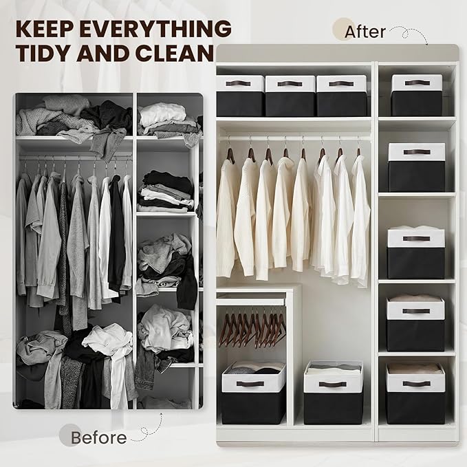 Criusia 6 Pack Closet Organizers and Storage Bins, Cute Dorm Room Essentials for Clothes Beddings Bags, Under Bed Storage Containers, Apartment Essentials Baskets for Organizing (14L*10W*9.5H)