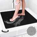 Shower Mat Non Slip: 31 x 31 Inch Extra Large Square Shower Mats with Drain Hole in Middle - Soft Loofah Quick Drying Matt for Shower Stall
