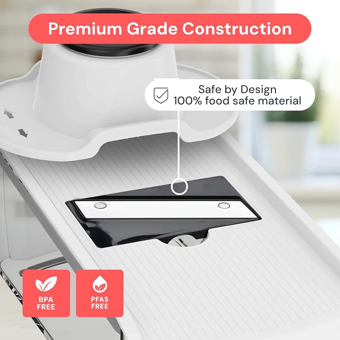 Fullstar Mandoline Slicer for Kitchen, Fruit Cutter, Cheese Grater, Cucumber Slicer, Veggie Spiralizer, Food Cutter & Kitchen Gadgets & Gifts with Safety Glove (11 in 1, White)