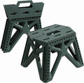 Folding Step Stool Holds 440 lbs - 9" Sturdy Foldable Step Stool with Non-Slip Base, Space Saving for Kitchen, Bathroom, Camping (Green)
