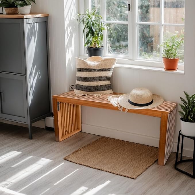SwallowLiving 40 Inch Solid Wood Bench, Farmhouse Indoor Kitchen Dining Bench with Sturdy Construction, Multi-Purpose Backless Seat for Entryway, Outdoor Patio, Foot of Bed
