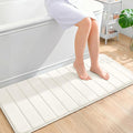 OLANLY Memory Foam Long Bathroom Rugs Runner 47x20, Super Soft Absorbent Bath Mat, Quick Dry, Machine Washable Shower Floor Rugs, Bathmat Carpet, Bathroom Home Decor Accessories, Ivory