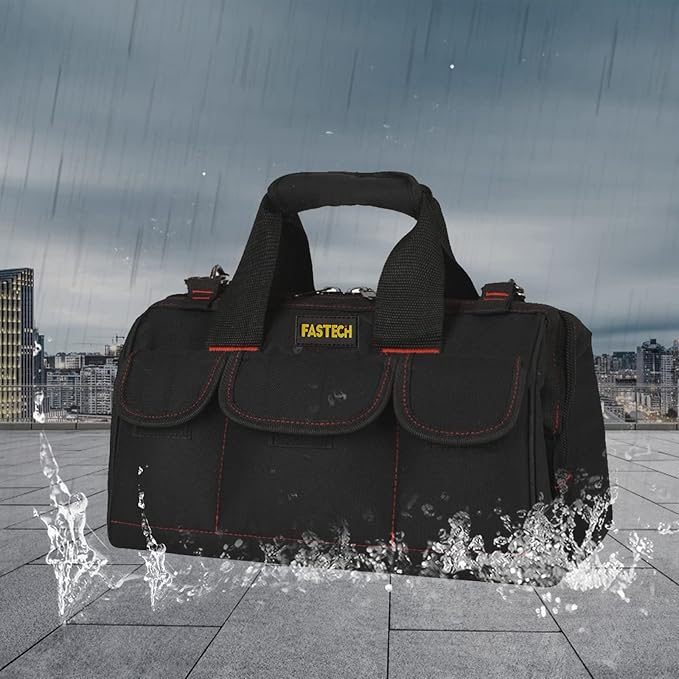 FASTECH 20-inch Heavy Duty Tools Bag with Wide Mouth for Tool Storage, Carrier and Organizer, Tote Bag for Men, Wide Mouth Tote Bag With Inside Pockets (20 Inch)