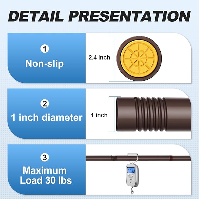 CorkLatta Bronze Shower Curtain Rod 31 to 80 Inch,1 Inch Diameter Adjustable Spring Tension Stainless Steel Telescoping Rod,Easy Install,No Rust