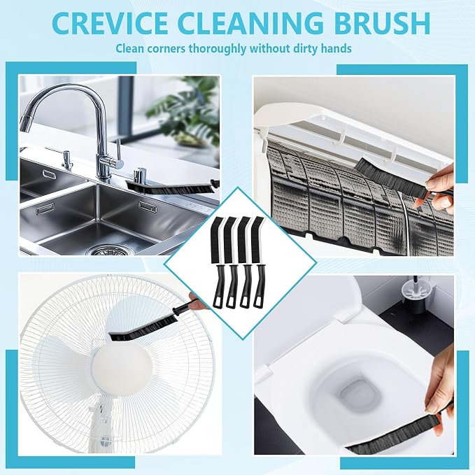 15PCS Crevice Cleaning Brush, Hard Bristle Grout Scrub Brushes, Multifunctional Gap Detail Cleaning Tools for Bathroom, Kitchen, Window Sill, Tile Corners & Household Deep Cleaning