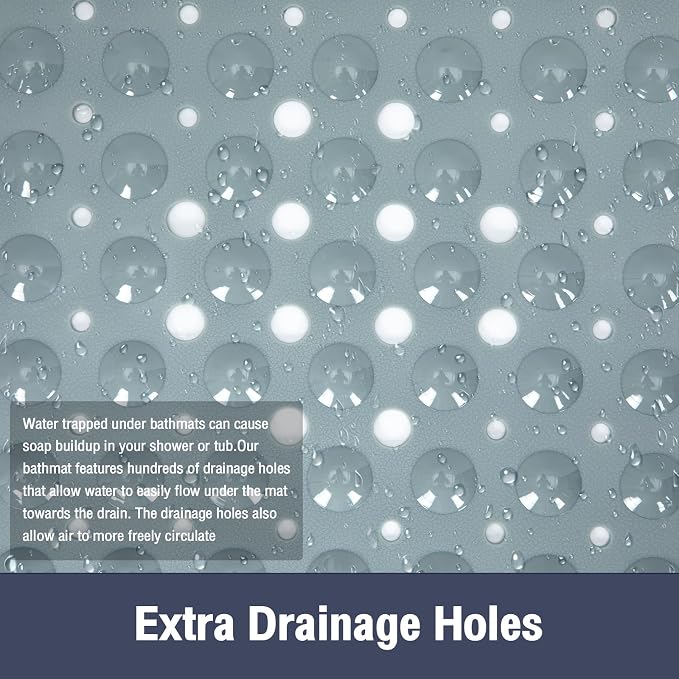 Extra Long Bathtub Mat Non Slip, Mint Green Soft Bath Mat for Tub 40 x 16 Inch Full Size, Bath Tub Shower Mats for Bathroom Floor, Big Suction Cups and Drain Holes, Easy Washable, BPA Free