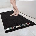Muddy Mat® | Chenille Bathroom Rugs Quick Dry Microfiber Mats Non Slip Washable, Extra Thick, Soft and Highly Absorbent Bath Mats for Bathroom, Kitchen, and Shower Floor - Black 36"x60"