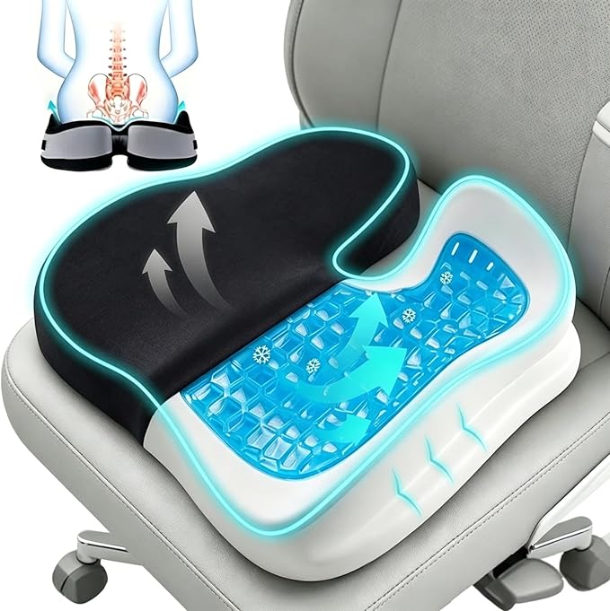 Seat Cushions for Office Chairs Wheelchair Cushion for Long Sitting Back Pain，Memory Foam Seat Car Computer Desk Chair Cushion，Coccyx Cushion for Tailbone Pain Relief Cushion Office Chair Black White