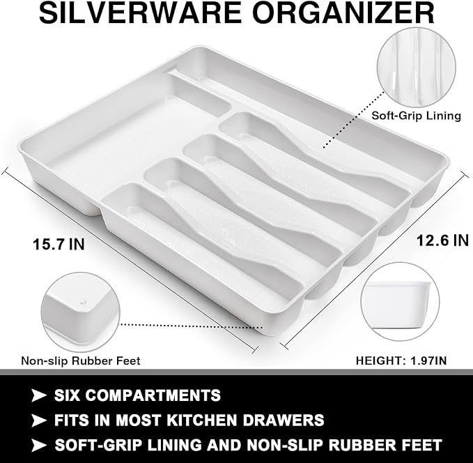 49-Piece Hammered Silverware Set with Organizer, Food-Grade Stainless Steel Flatware for 8, Cutlery Utensil Sets with Steak Knives, Rust-proof, Mirror Polished, Dishwasher Safe, Round Hammered