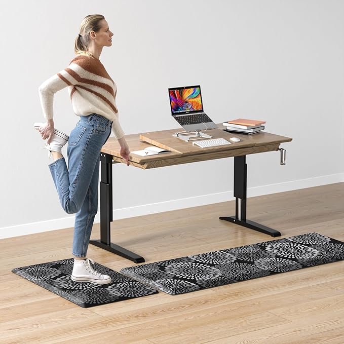 LuxStep Kitchen Mats for Floor,0.47 inch Thicker Cushioned Rug Anti-Fatigue Mats for Kitchen Decor Accessories,Waterproof Non-Slip Mats and Rugs Set for Office,Laundry 17.3"×29"+17.3"×60",Black
