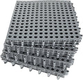 16 Pack 11.8" x 11.8" Interlocking Rubber Floor Tiles Soft PVC Non Slip Shower Floor Mat Pool Bathtub Drain Tiles for Flooring, Drainage Mats for Pool, Deck, Patio, Basement, Kennel, Poultry, Grey