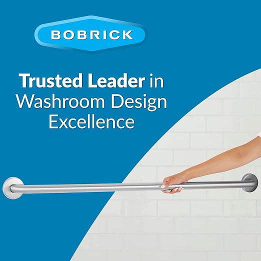 Bobrick 42-Inch Straight Grab Bar, ADA Compliant Bathroom Safety Rail, Satin Finish Stainless Steel with Concealed Mounting Flange, Ideal for Commercial and Residential Bathtubs & Showers