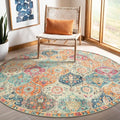 Lahome Moroccan Washable Round Area Rug, Soft Round Rugs 6ft Ultra-Thin Non-Slip, Vintage Distressed Large Circle Carpet for Bedroom Living Room Kitchen Nursery Elise, Burnt Orange