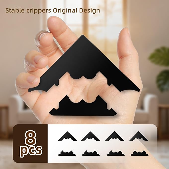 Rug Pad Gripper, 8 Pcs Reusable Non-Slip Rug Pads, for Hardwood Floors and Tiles No Damage, Keep Corners Flat, Double-Sided Adhesive Area Rugs