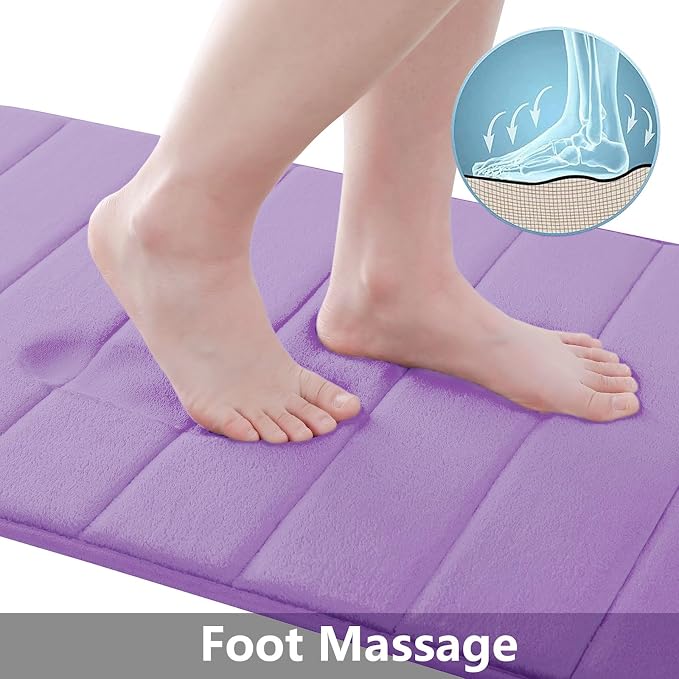 Buganda Memory Foam Bath Mat, 24" x 16", Ultra Soft and Non-Slip Bathroom Rugs, Water Absorbent and Machine Washable Bath Rug for Bathroom, Shower, and Tub, Lavender