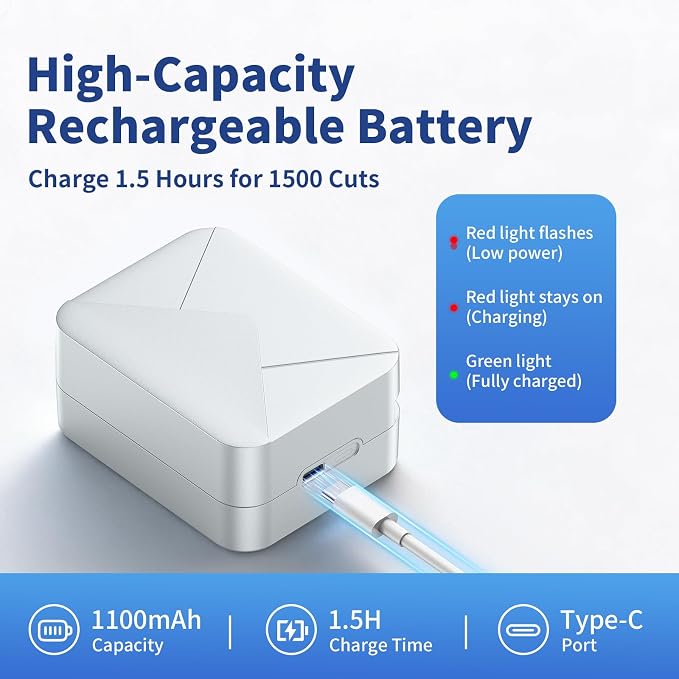 Rechargeable Electric Letter Opener Mail Opener Letter Openers Envelope Slitter Automatic Letter Opener Portable & Safe Blade Design, Universal Envelope Efficient Tool for Office Home (White)