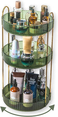 Asayuee 360 Rotating Perfume Organizer,3 Tier Large Capacity Make Up Organizers and Storage,Makeup Organizer for Bathroom,Cosmetic Perfume Stand Holder (Green-3 Tier)