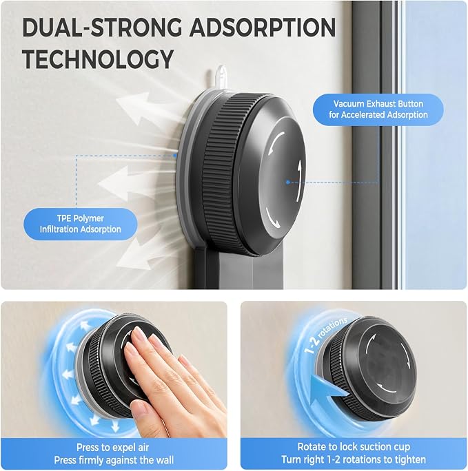 Lekesky Corner Shower Caddy Suction Cups, No Drilling Bathroom Shower Shelf | Aluminum, Rustproof, Suction Cup Can Remove and Reposition, Can hold up to 22 pounds, Also Can hold large shampoo bottles