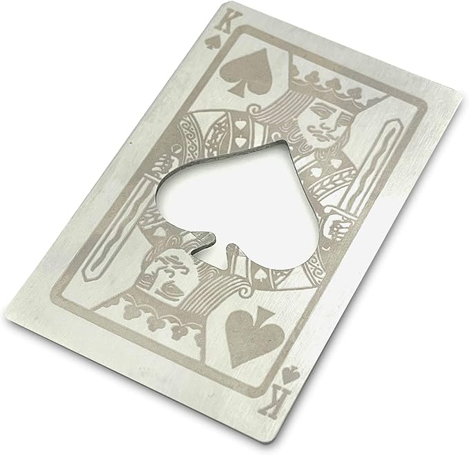 Metal Card Bottle Opener Stainless Steel Silver with Engraved Pattern (Style K, 10PCS)