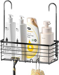 SHANSHUI Shower Hanging Caddy, Bathroom Shower Organizer Basket, Shampoo Bracket Over Door Rack with Hooks, 304 Stainless Steel