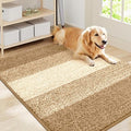 Smiry Dog Door Mat for Muddy Paws, Absorbs Moisture and Dirt, Low-Profile Entryway Mat with Non-Slip Backing, Entry Indoor Outdoor Doormat for Inside Floor (40x32 Inches, Camel, Striped)