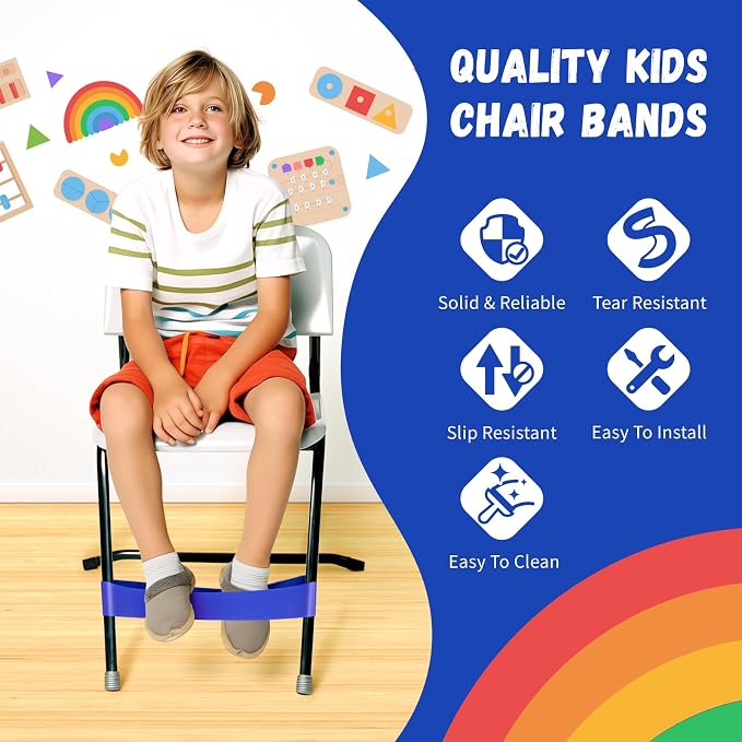 16 Pack Chair Bands for Kids with Fidgety Feet, ADHD Tools for Kids, Improve Focus & Reduce Restlessness, Chair Bands for Sensory ADHD ADD Autism - Classroom & Home Must Haves (Multicolor)