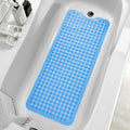 ZHICHENG Bath Tub and Shower Mats, Non-Slip 39 x 16 Inch Extra Long Bath Mat, Machine Washable Bathtub Mat with Drain Holes, Suction Cups for Bathroom (Colour Blue)