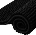 SUBRTEX Bathroom Rugs, 20" x 32" Chenille Bath Rug Soft Short Plush Bath Mat Soft Shower Mat Water Absorbent Shower Mat Quick Dry Machine Washable, Black