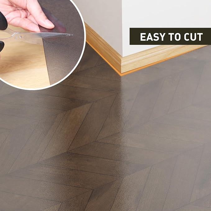 Area Floor Mat for Home, 4'×6' Translucent Black No Slip Waterproof Vinyl Area Rug for Hard Floor, Spill Resistant Floor Protector Cover for Kitchen, Easy Clean Splat Mat for Under High Chair