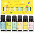 Folkulture Summer Essential Oil Set of 6 | Lemon Essential Oils for Diffusers for Home, Humidifiers, Aromatherapy | Citrus, Coconut, Fragrance Oil for Diffuser, Candle, Soap Making - Summer Vibes
