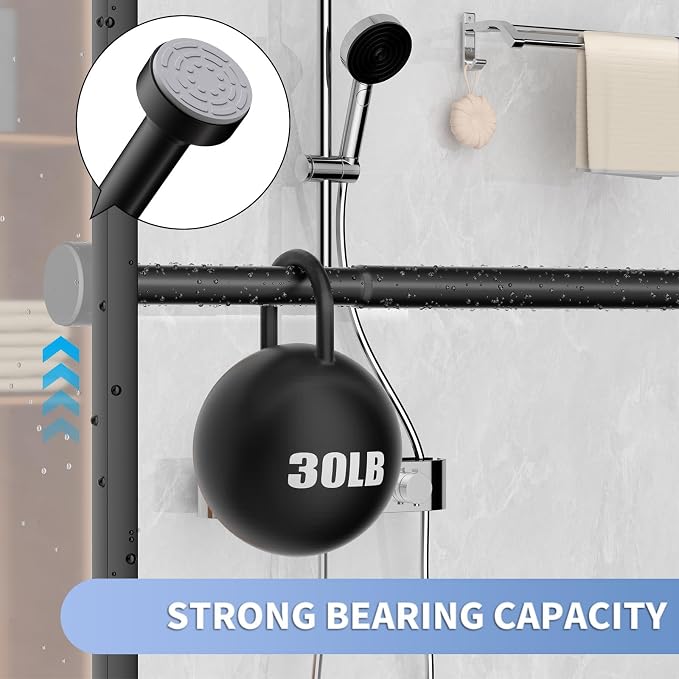 Black Shower Curtain Rod 34-82 Inches(2.8-6.8ft) Never Rust Adjustable Shower Rod Spring Tension Non Slip No Drilling Shower Rods for Bathroom Garland Window