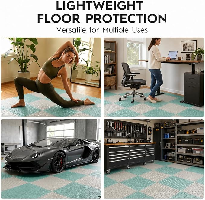 18pcs Puzzle Exercise Mat, 12.6"x12.6"x0.4", 18sqft EVA Interlocking Foam Floor Tiles, Non-Slip, Protective, Water-Resistant Flooring for Home Gym & Workout Equipment