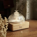 Glass Dome Essential Oil Diffuser with Glass Reservoir & Wood Base-No Plastic, 200ml Ultrasonic Diffuser for Aromatherapy with Timer 7 Color Light Auto-Off for Home Office Yoga Pilates