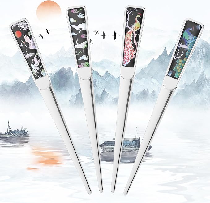 Chuangdi 4 Pieces Letter Opener Knife Fancy Stainless Steel Envelope Openers Slitter Lightweight Mail Opener Tool for Women Men Graduation Gift Office Home School Supplies(Retro Style)