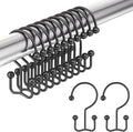 Amazer Shower Curtain Hooks, Black Stainless Steel Shower Hooks for Bathroom Shower Curtain Rod, 12pcs