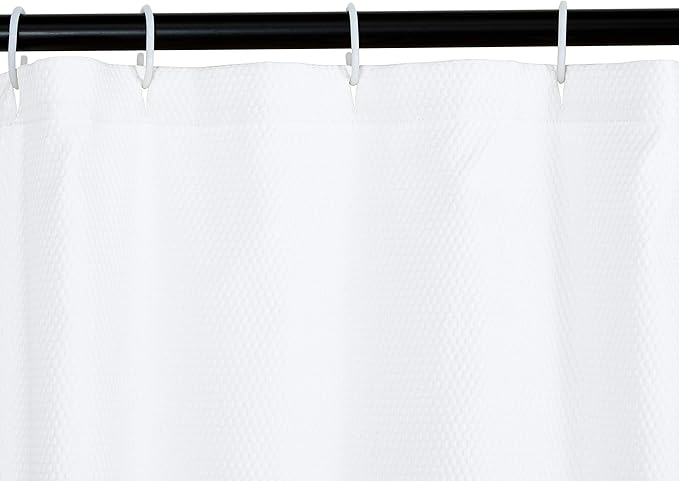 Amazon Basics Lightweight Super Soft Easy Care Microfiber Waffle Texture Shower Curtain , 72" x 72", White