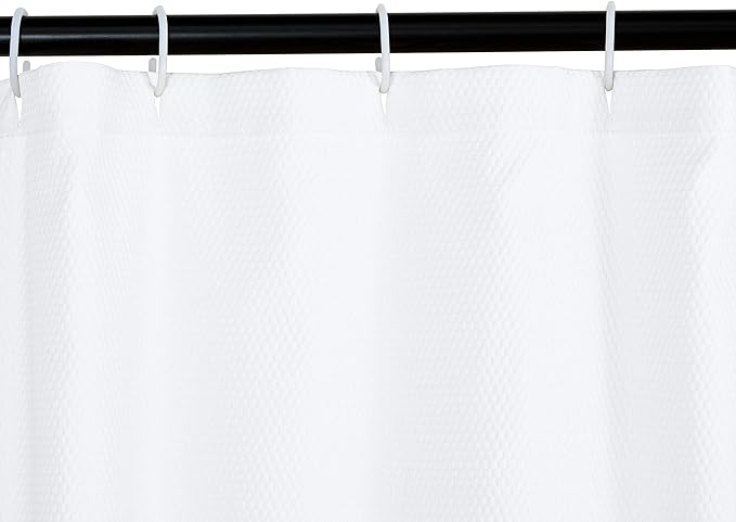Amazon Basics Lightweight Super Soft Easy Care Microfiber Waffle Texture Shower Curtain, 72" x 72", White (Pack of 8)